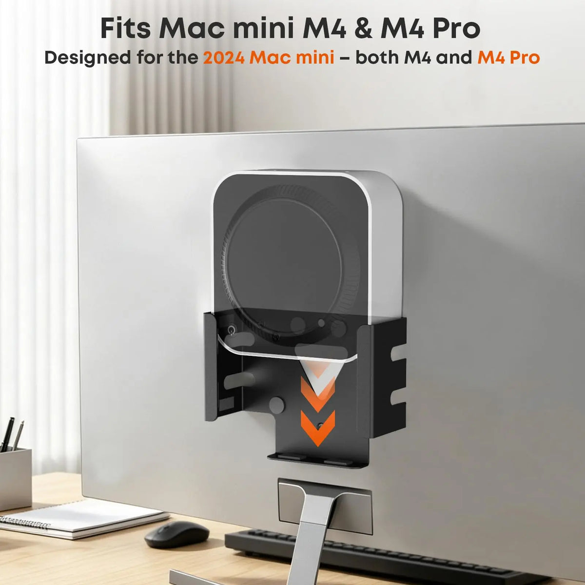 PUTORSEN Under Desk Mount for Mac mini M4/M4 Pro 2024, VESA-Compatible, Can Be Mounted Behind Monitor PUTORSEN