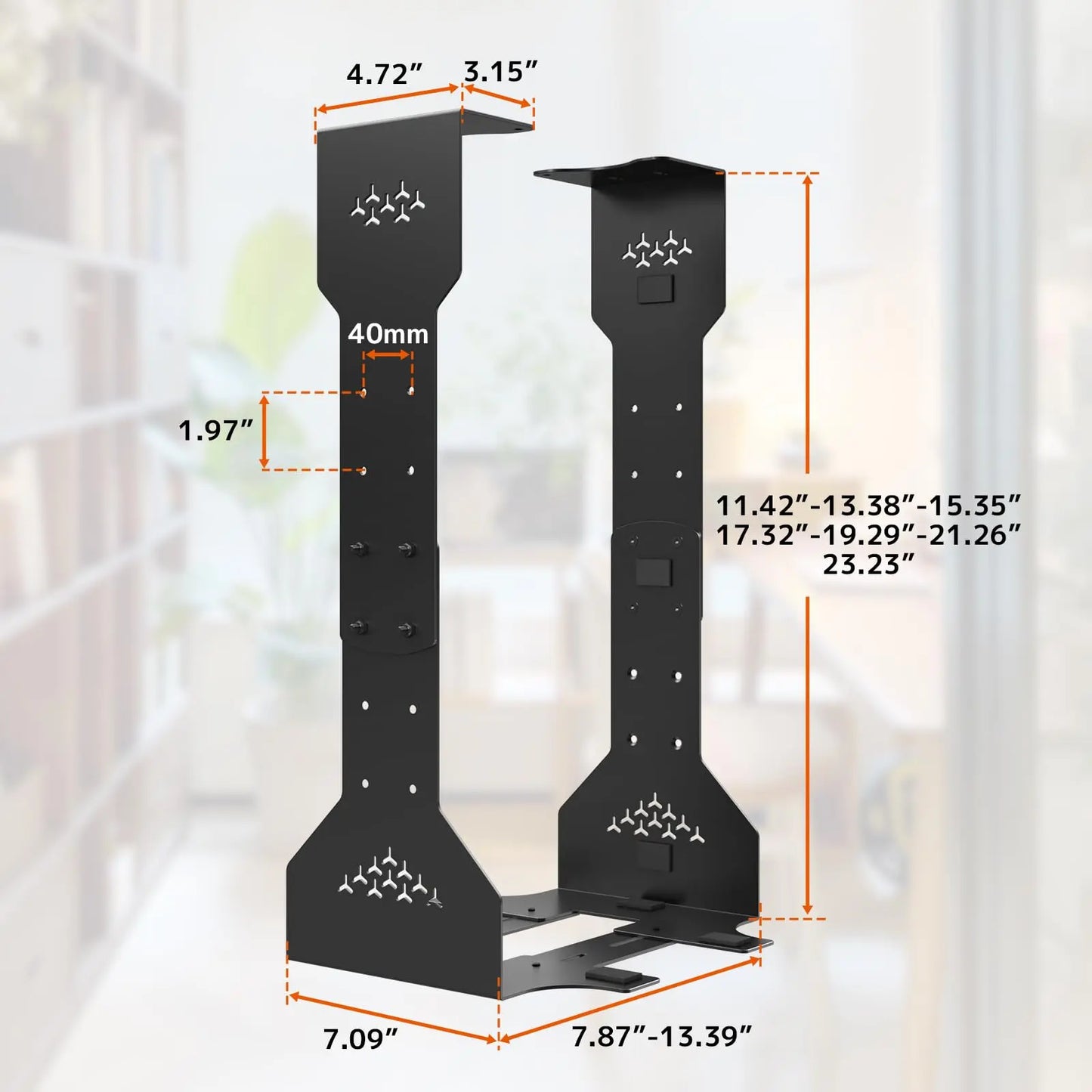PUTORSEN Under Desk PC Mount, 7.9-13.4’’ Width Adjustable Computer Tower Stand, up to 77 lbs, with Protective Mats, for Mid/Mini-Tower Case in Office,Gaming, Laboratory and Home PUTORSEN