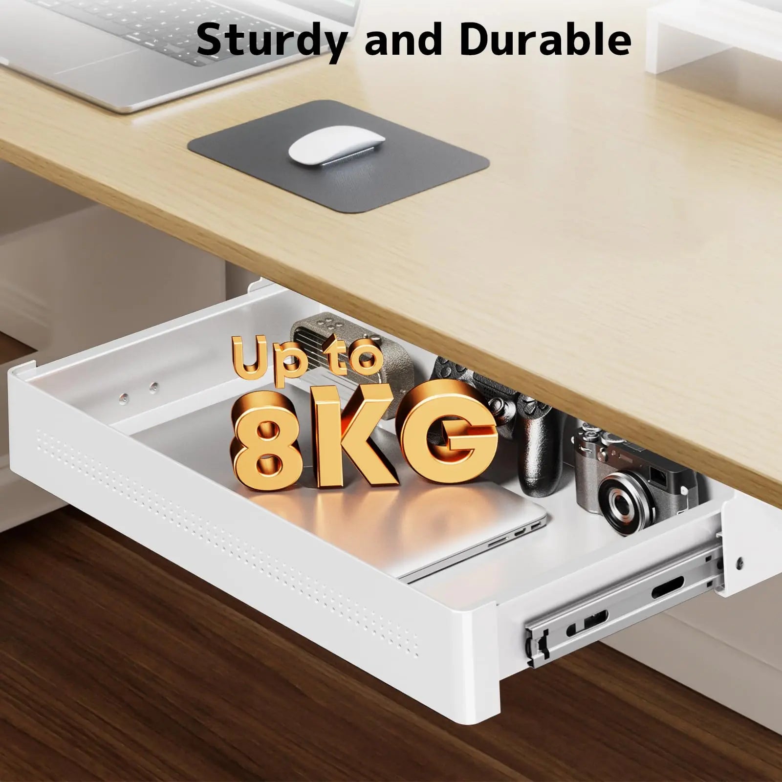 PUTORSEN Under Desk Storage Drawer 15.7" Wide - Smooth Slide Out Organizer for Standing Desk & Home Office,Max Load 17.6 lbs PUTORSEN