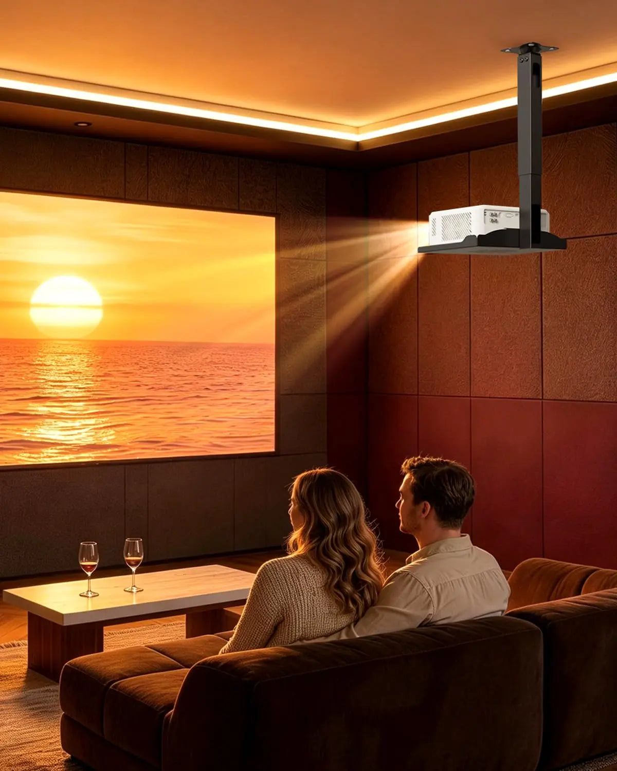 PUTORSEN Universal Projector Ceiling Mount with Tray & 360° Swivel Arm Built-in Cable Management, Fully Adjustable, No-Drill Installation, Supports up to 22 lbs, for Home Theater & Office, Black PUTORSEN