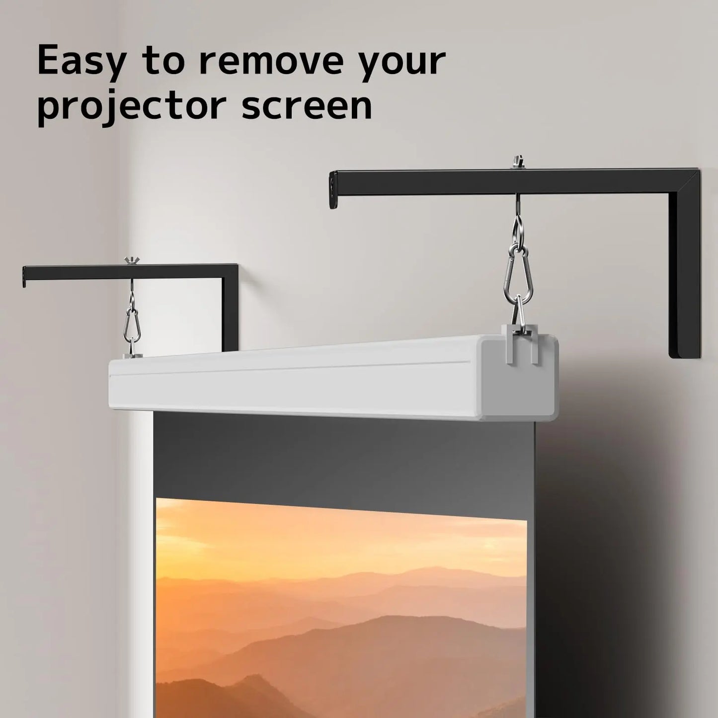 PUTORSEN Universal Projector Screen Ceiling Mount L-Brackets, Wall Hanging Mount 12 inch Adjustable Extension with Hook Kit, Hold up to 80 lbs, for Home Projector and Movie Screens PUTORSEN