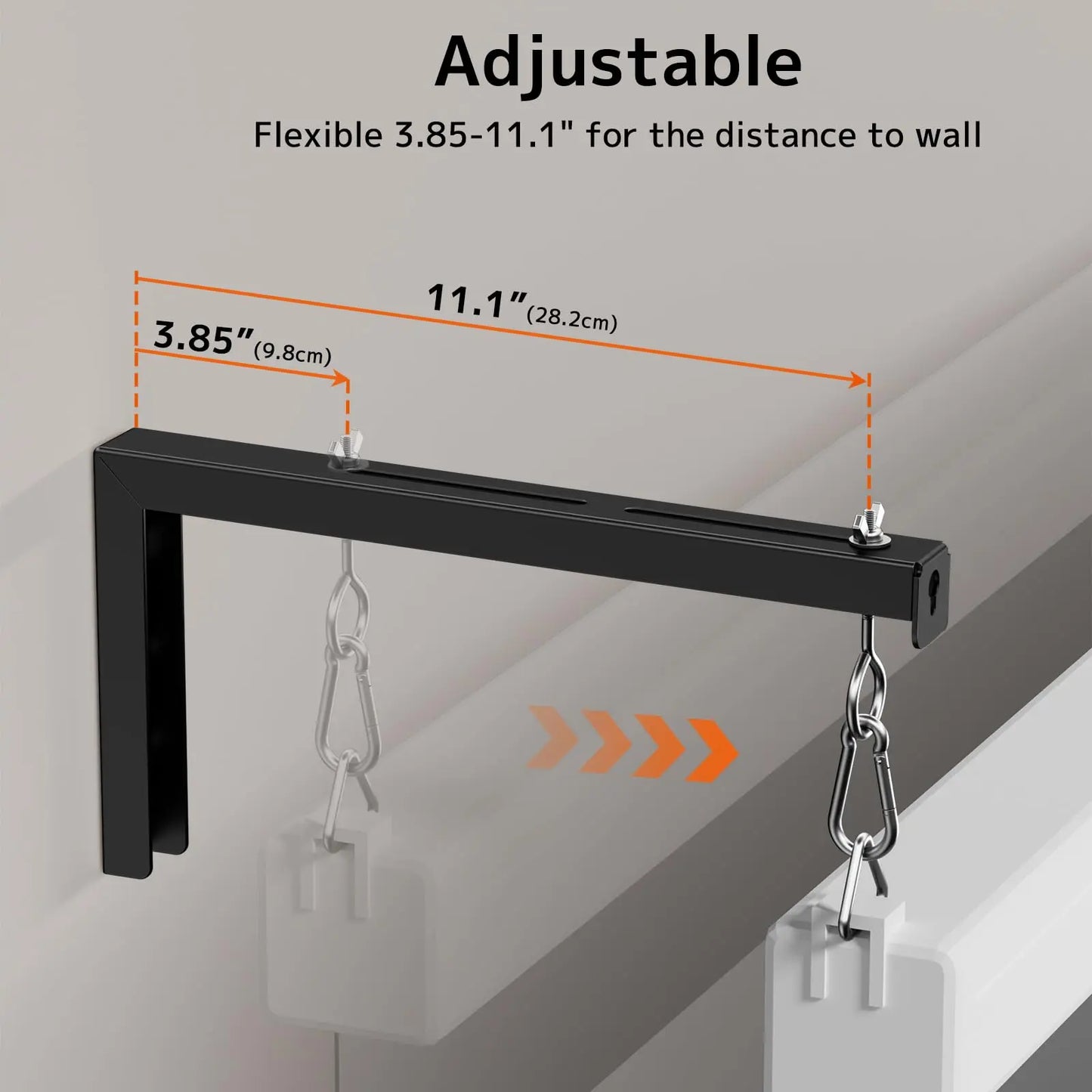 PUTORSEN Universal Projector Screen Ceiling Mount L-Brackets, Wall Hanging Mount 12 inch Adjustable Extension with Hook Kit, Hold up to 80 lbs, for Home Projector and Movie Screens PUTORSEN