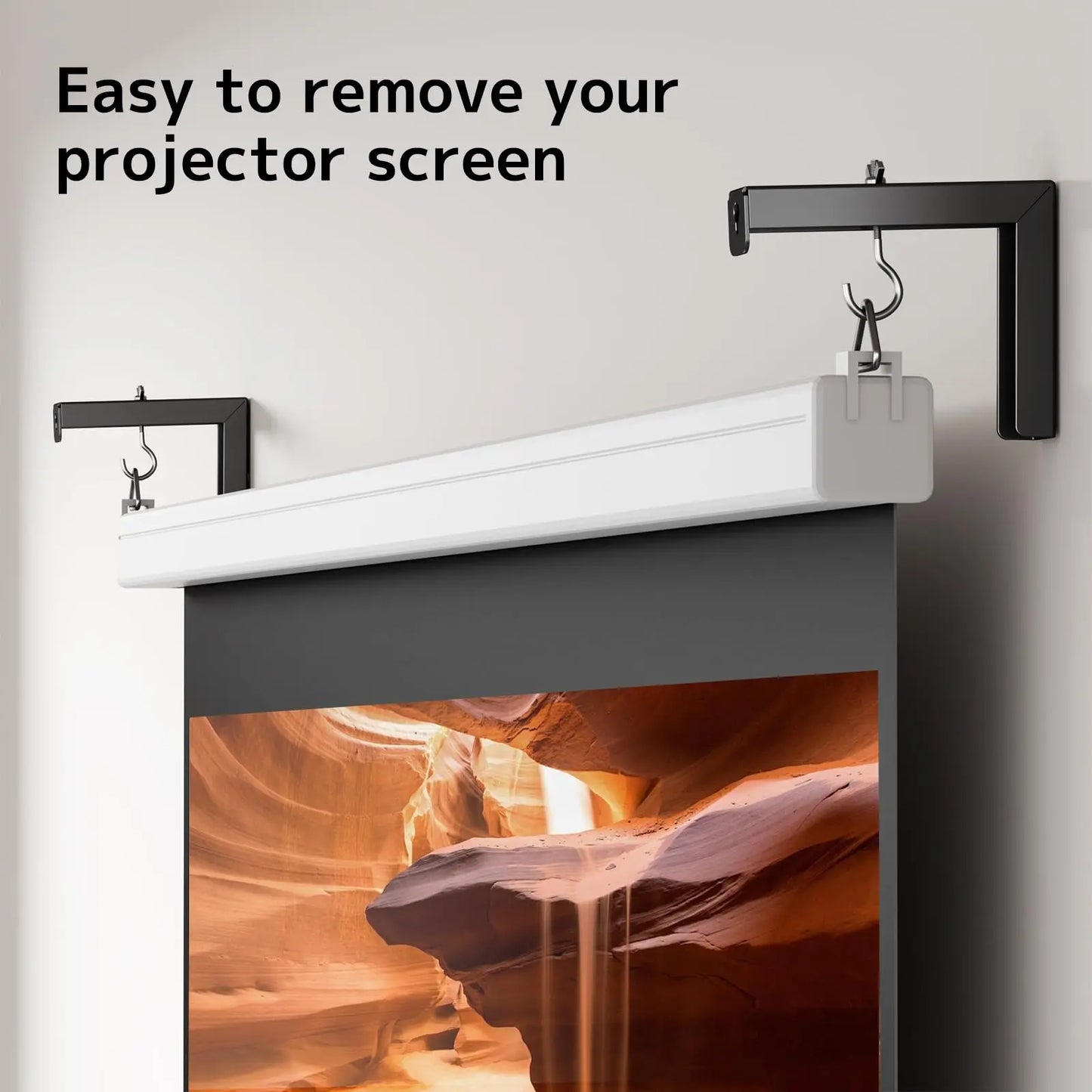 PUTORSEN Universal Projector Screen Ceiling Mount L-Brackets, Wall Hanging Mount 6 inch Adjustable Extension with Hook Kit, Hold up to 66 lbs, for Home Projector and Movie Screens PUTORSEN