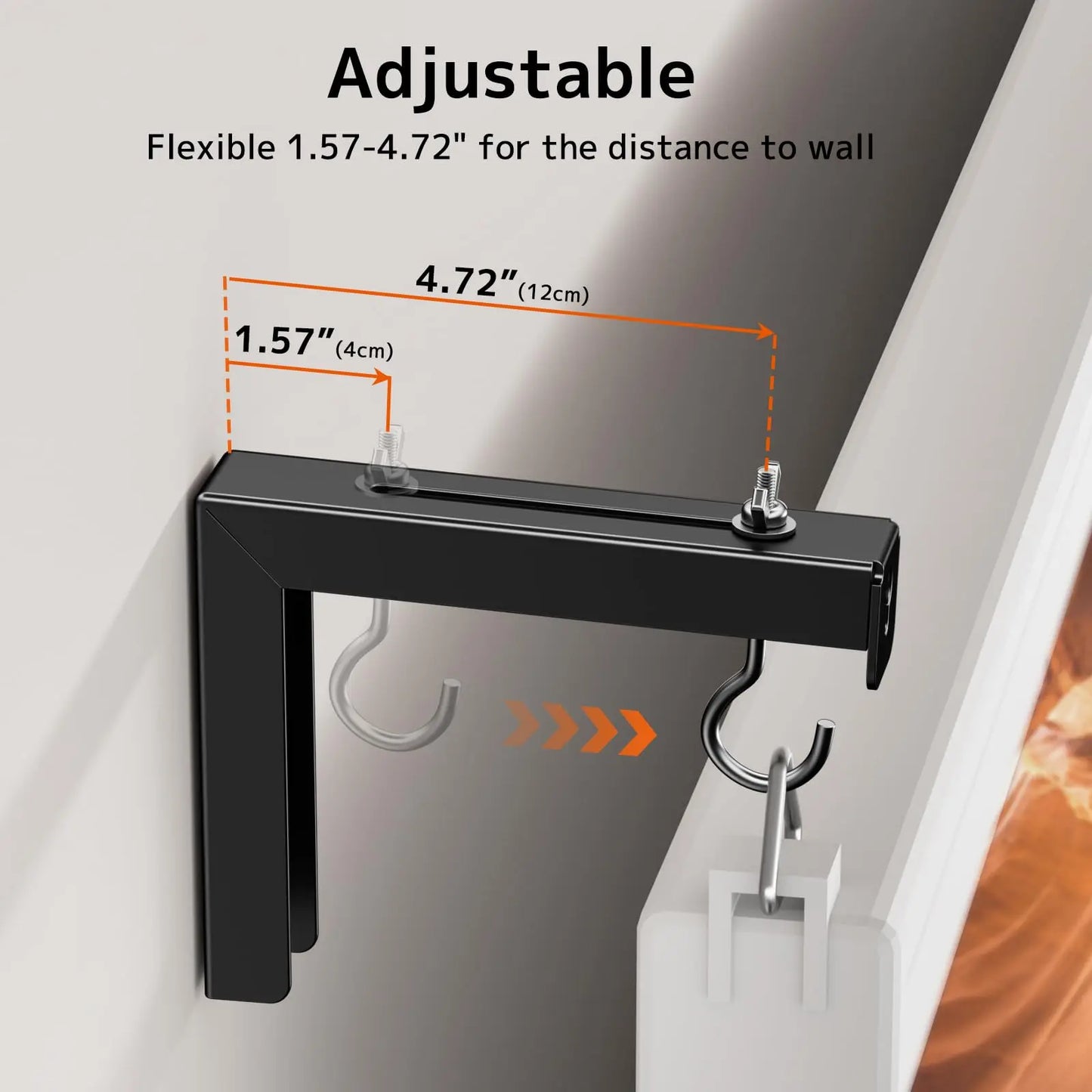 PUTORSEN Universal Projector Screen Ceiling Mount L-Brackets, Wall Hanging Mount 6 inch Adjustable Extension with Hook Kit, Hold up to 66 lbs, for Home Projector and Movie Screens PUTORSEN