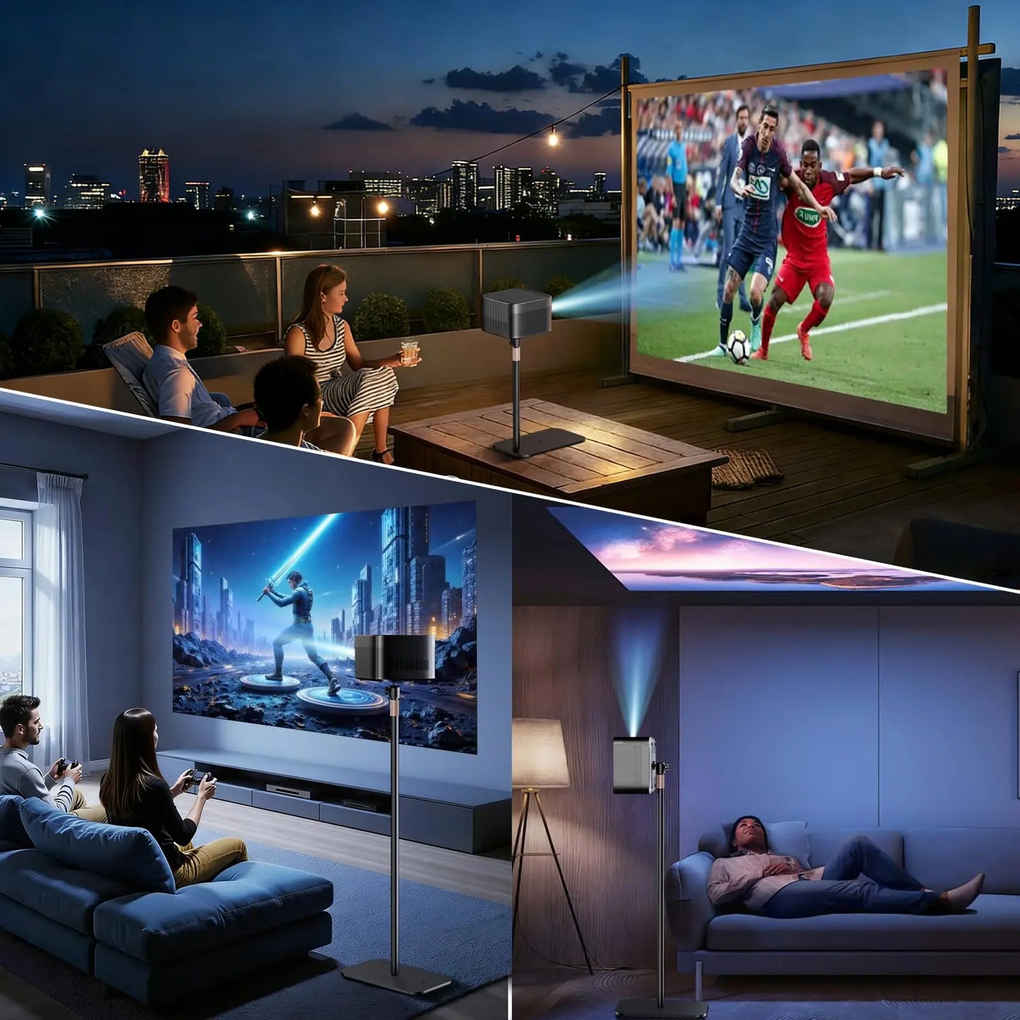 PUTORSEN Universal Projector Stand – Height Adjustable Floor Stand with 360° Rotating Ball Head & 1/4" Screw PUTORSEN