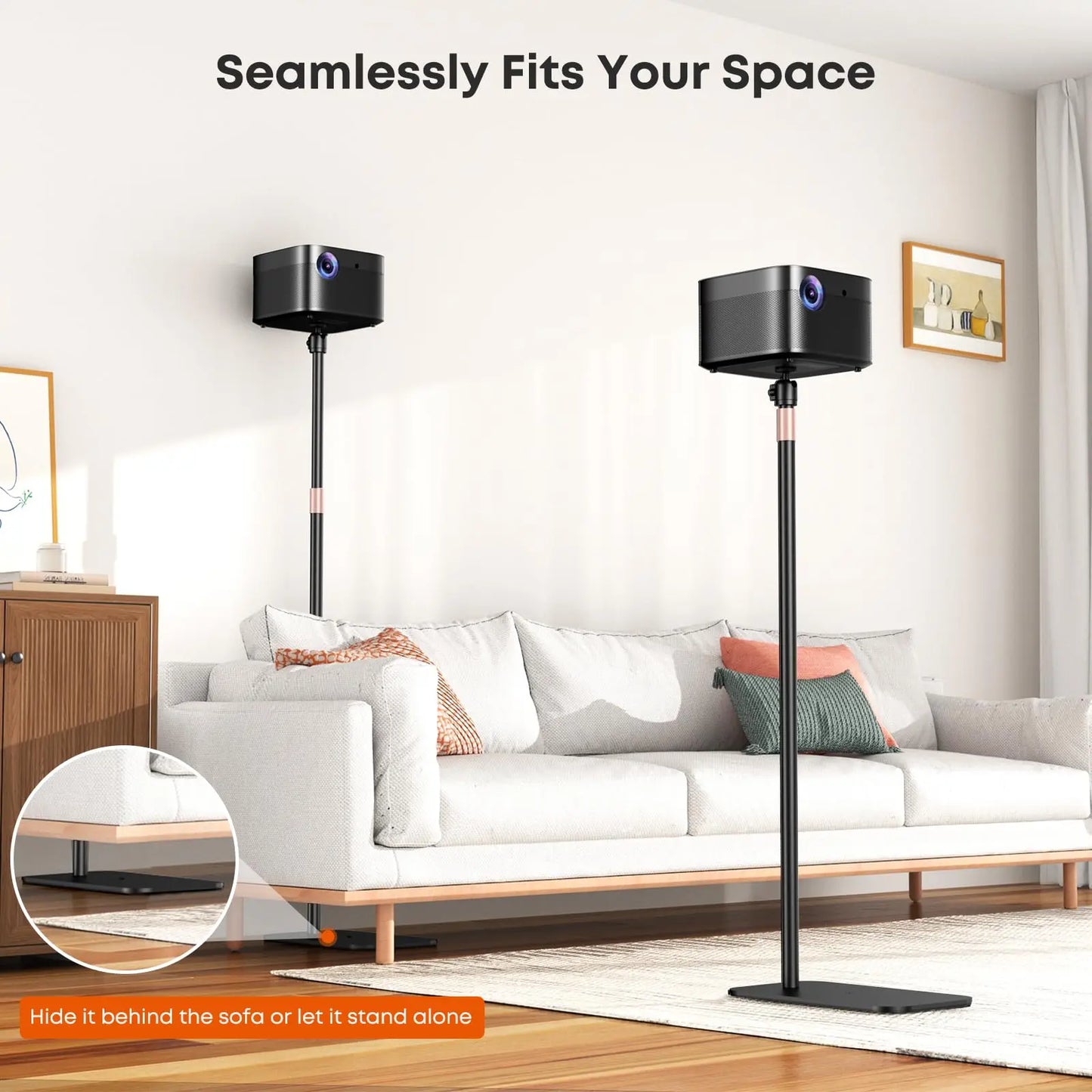 PUTORSEN Universal Projector Stand – Height Adjustable Floor Stand with 360° Rotating Ball Head & 1/4" Screw PUTORSEN