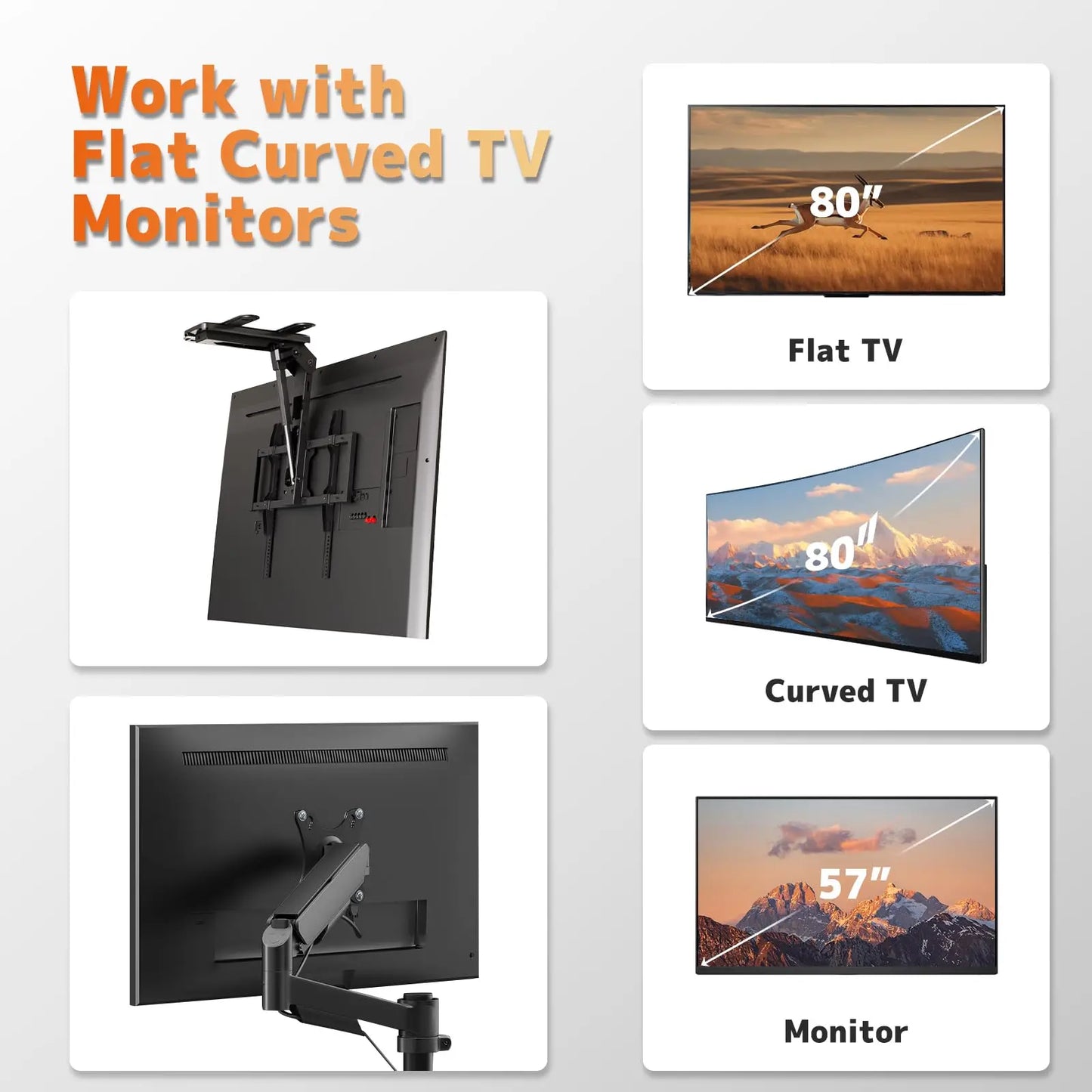 PUTORSEN Universal TV Mounting Hardware Screw Kit - Complete Set of M4 M5 M6 M8 Bolts with Washers & Spacers for Most TV Wall Mounts/Display up to 80 inches PUTORSEN