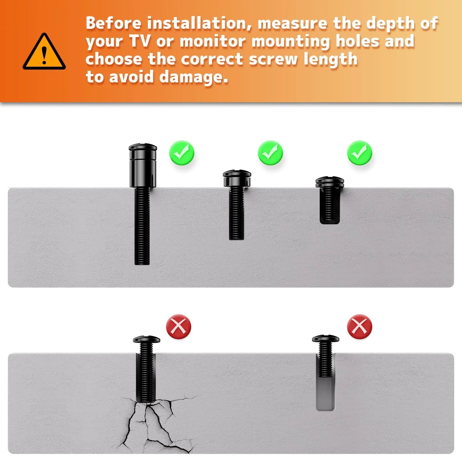 PUTORSEN Universal TV Mounting Hardware Screw Kit - Complete Set of M4 M5 M6 M8 Bolts with Washers & Spacers for Most TV Wall Mounts/Display up to 80 inches PUTORSEN