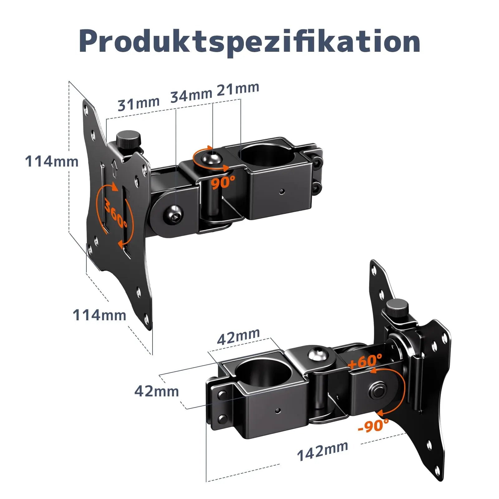 PUTORSEN Universal VESA Pole Mount for 17”- 32” Screens,Holds to 22Lbs, Adjustable Monitor Mount with 75x75/100x100 VESA Plate, Tilt/Swivel/Rotation PUTORSEN