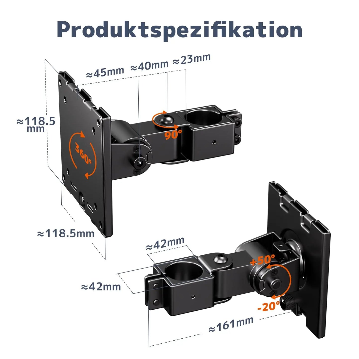 PUTORSEN Universelle Stahlhalterung bis 49 Zoll mit Abnehmbarer VESA 75/100mm Platte, 20kg pro Arm PUTORSEN
