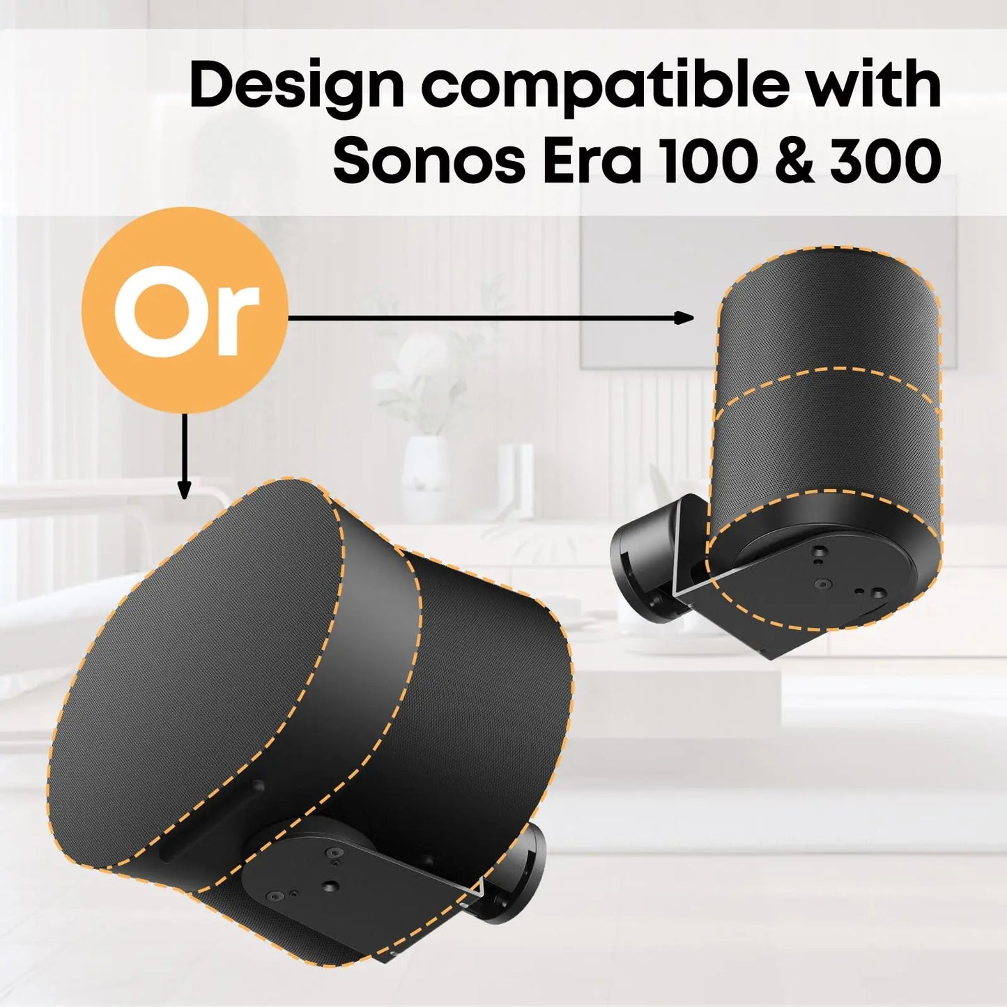 PUTORSEN Wall Mount Speaker Bracket - Compatible with Sonos era100 & era 300, Tiltable, Swivel & Rotation Speaker Mount (2 Pieces) PUTORSEN