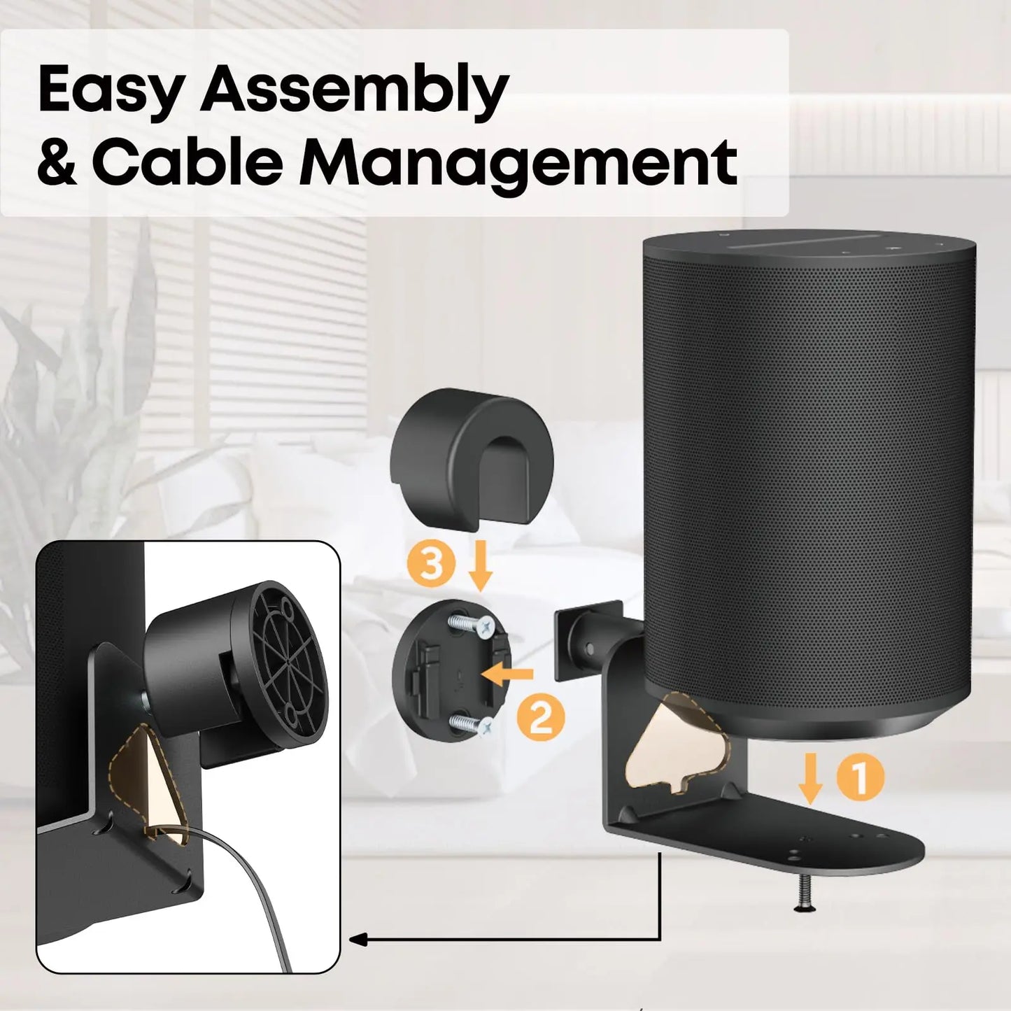 PUTORSEN Wall Mount Speaker Bracket - Compatible with Sonos era100 & era 300, Tiltable, Swivel & Rotation Speaker Mount (2 Pieces) PUTORSEN