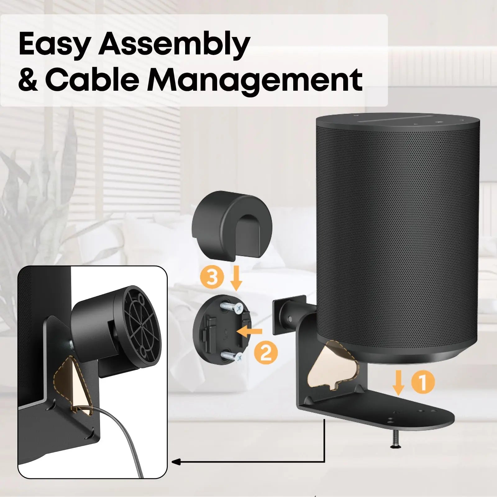 PUTORSEN Wall Mount Speaker Bracket - Compatible with Sonos era100 & era 300, Tiltable, Swivel & Rotation Speaker Mount (2 Pieces) PUTORSEN
