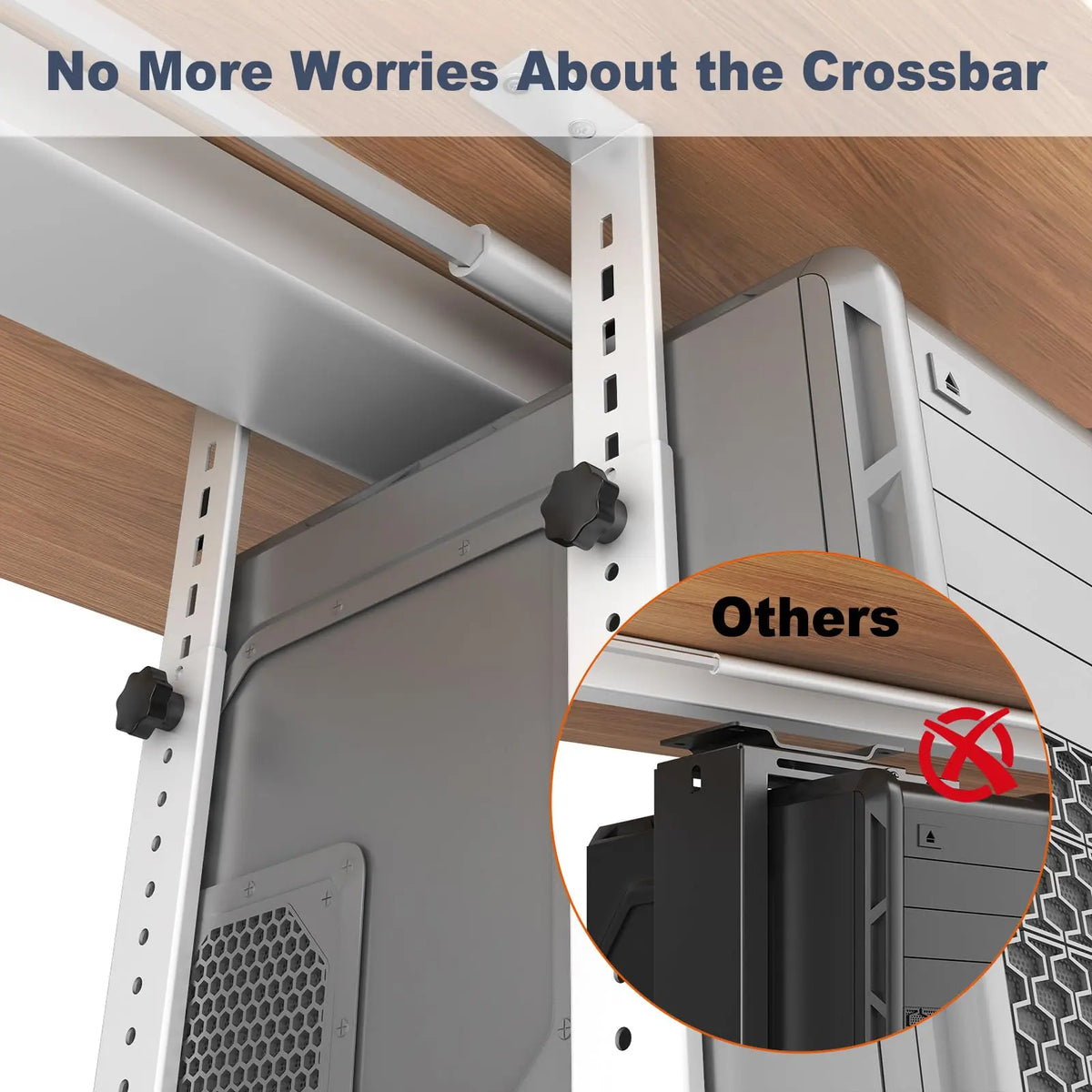PUTORSEN White Under Desk PC Mount for Mid & Mini-Tower Cases, Vertical or Horizontal CPU Holder Supports up to 77 lbs, Space-Saving Computer Rack Compatible with ATX/Micro-ATX/Mini-ITX PUTORSEN