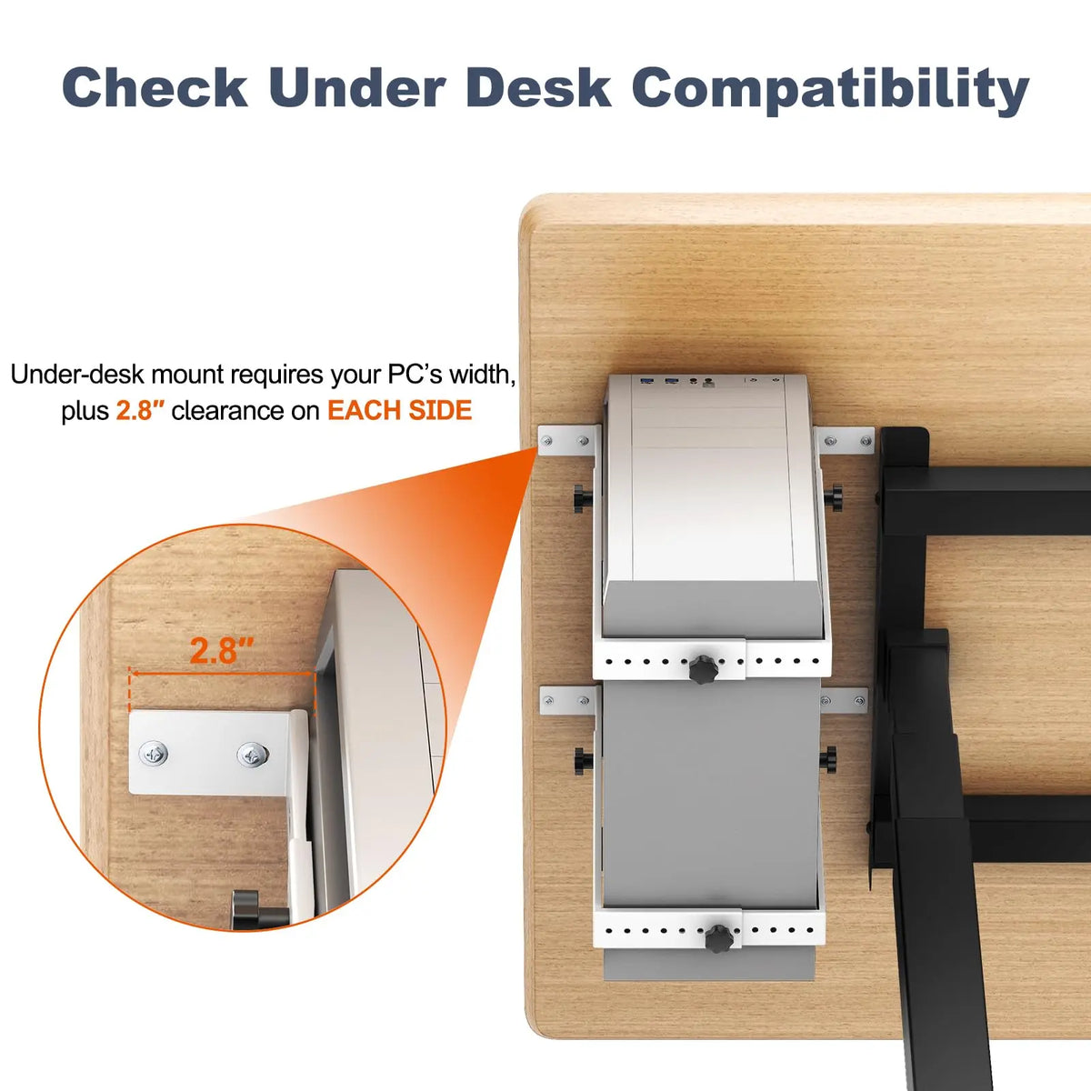 PUTORSEN White Under Desk PC Mount for Mid & Mini-Tower Cases, Vertical or Horizontal CPU Holder Supports up to 77 lbs, Space-Saving Computer Rack Compatible with ATX/Micro-ATX/Mini-ITX PUTORSEN