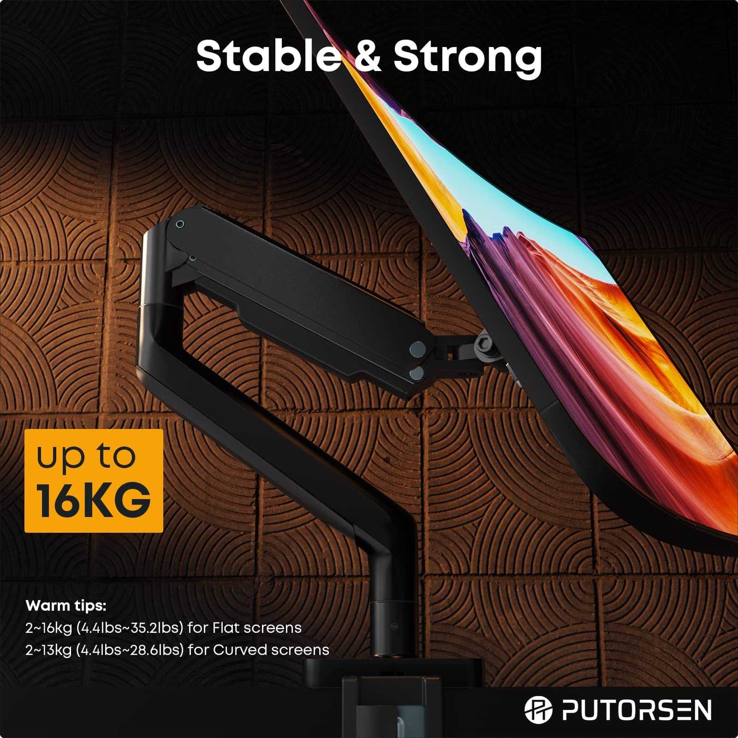 PUTORSEN monitor mount 1 monitor for 17-45 inch flat curved screen PUTORSEN