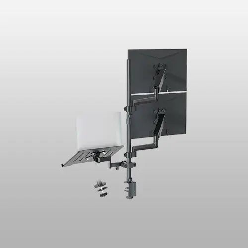 PUTORSEN monitor mount 2 monitors with laptop arm for 17-32 inch screen up to 17" notebook, tiltable swivelling monitor laptop mount desk with clamp PUTORSEN