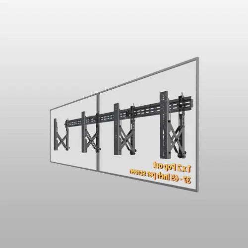 Pop-Out 1x2 Video Wall Mount, Fits 37-65" TVs, 220 lbs Total Capacity, 2.7"-8.3" Wall Extension, Modular Design for 1x2, 2x2 & 1x4 Video Walls, VESA 100x100mm to 600x400mm PUTORSEN