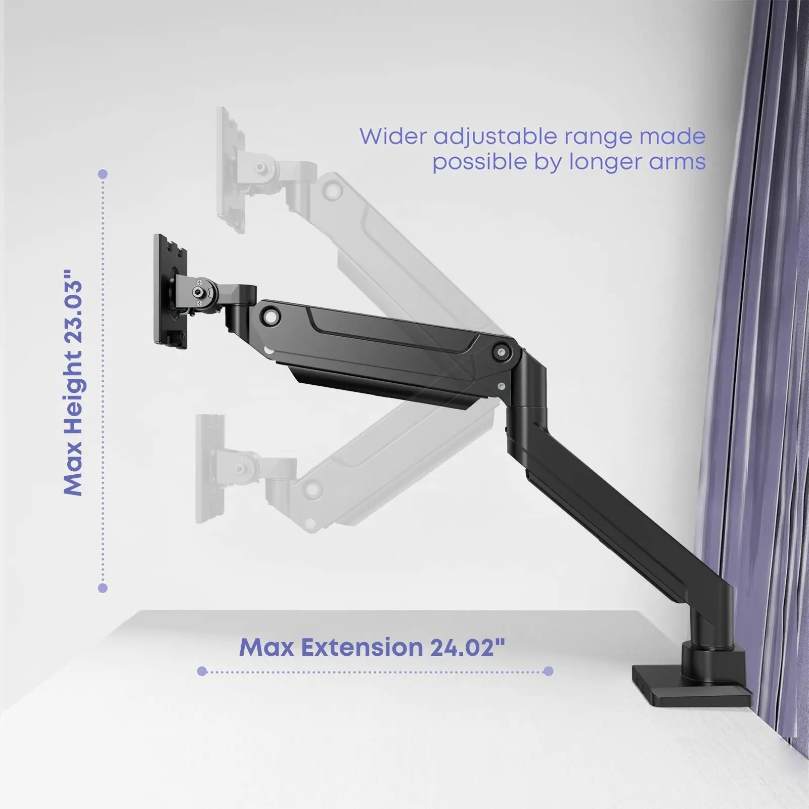 Premium Heavy Duty Monitor Arm for Ultrawide Screens up to 49 inch and 39.6lbs PUTORSEN