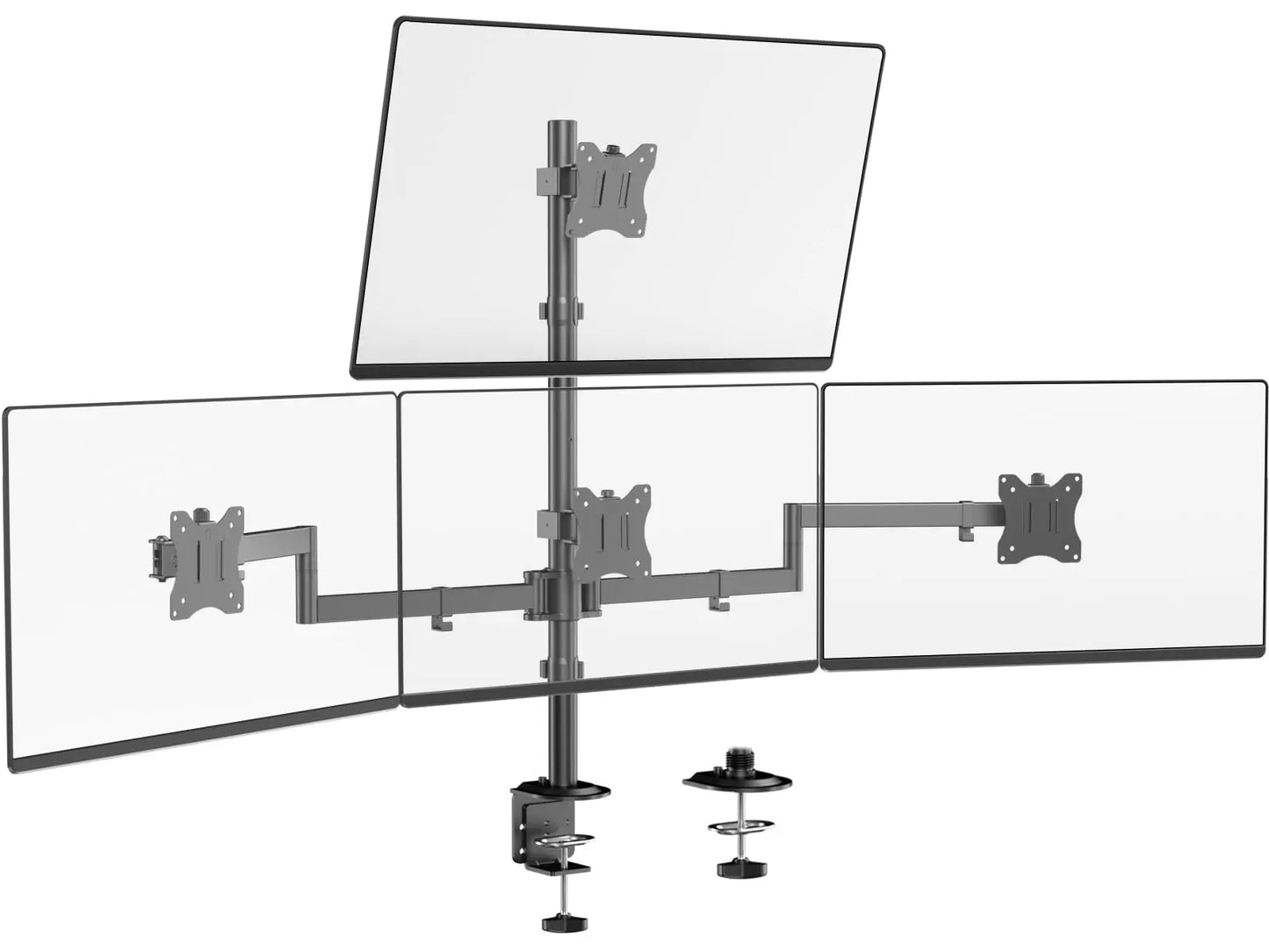 Quad Monitor Mount for 17-27 Inches - Fully Adjustable Heavy Duty 4 Monitor Arm Desk Mount, Max Load 22lbs per Screen, Clamp/Grommet PUTORSEN