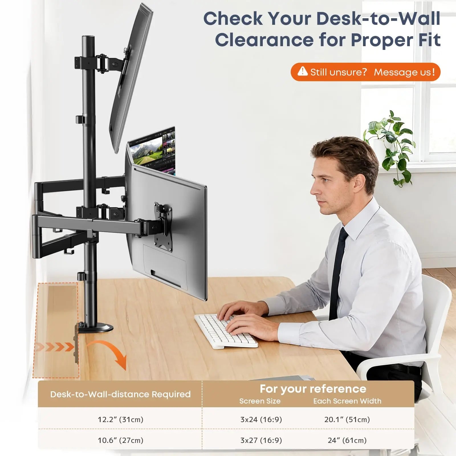 Quad Monitor Mount for 17-27 Inches - Fully Adjustable Heavy Duty 4 Monitor Arm Desk Mount, Max Load 22lbs per Screen, Clamp/Grommet PUTORSEN