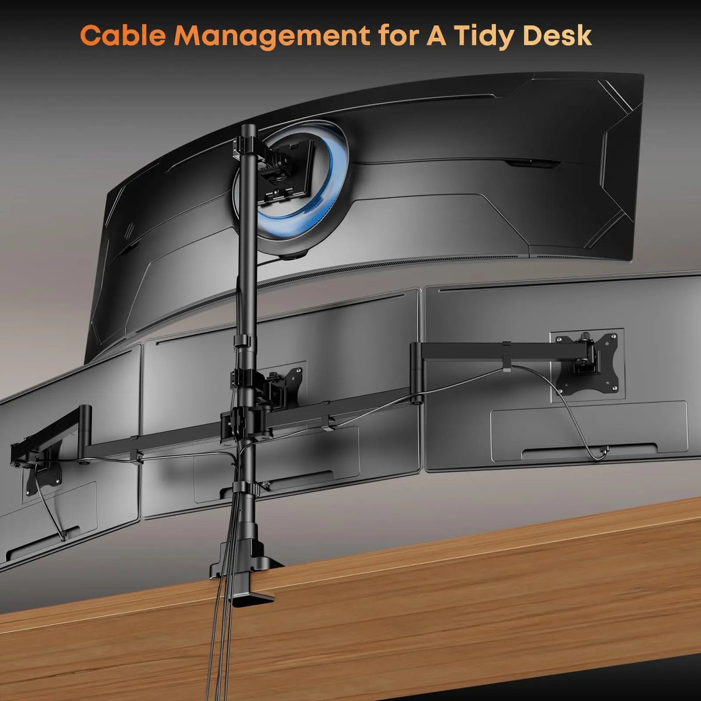 Quad Monitor Mount for up to 49 inch Ultrawides on Top and 27 inch Screens on Lower Brackets,Heavy Duty,Fully Adjustment, Holds up to 44 lbs PUTORSEN