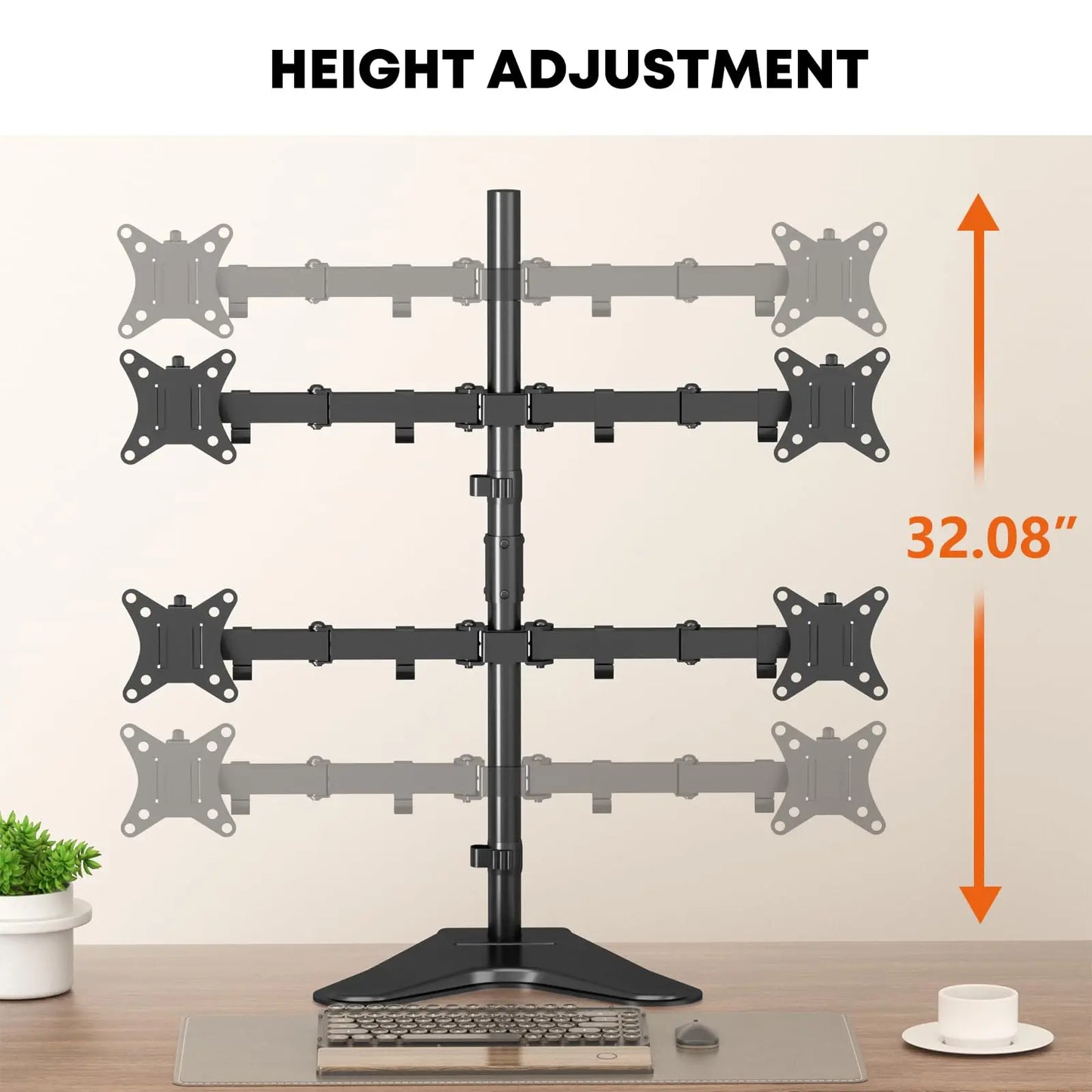 Quad Monitor Stand, 4 Monitor Mount for 17 to 32 inch Computer Screens ...