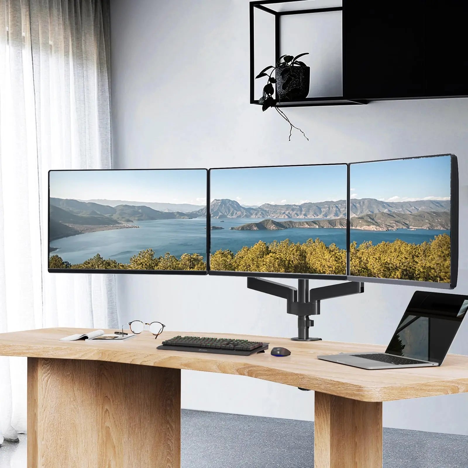 PUTORSEN Triple Monitor Arm for PC Monitors 17-27 inch Monitor/Screen