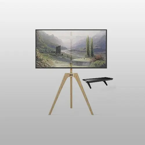 Solid Wood Easel TV Stand with Media Shelf for 45-65 Inch TVs PUTORSEN