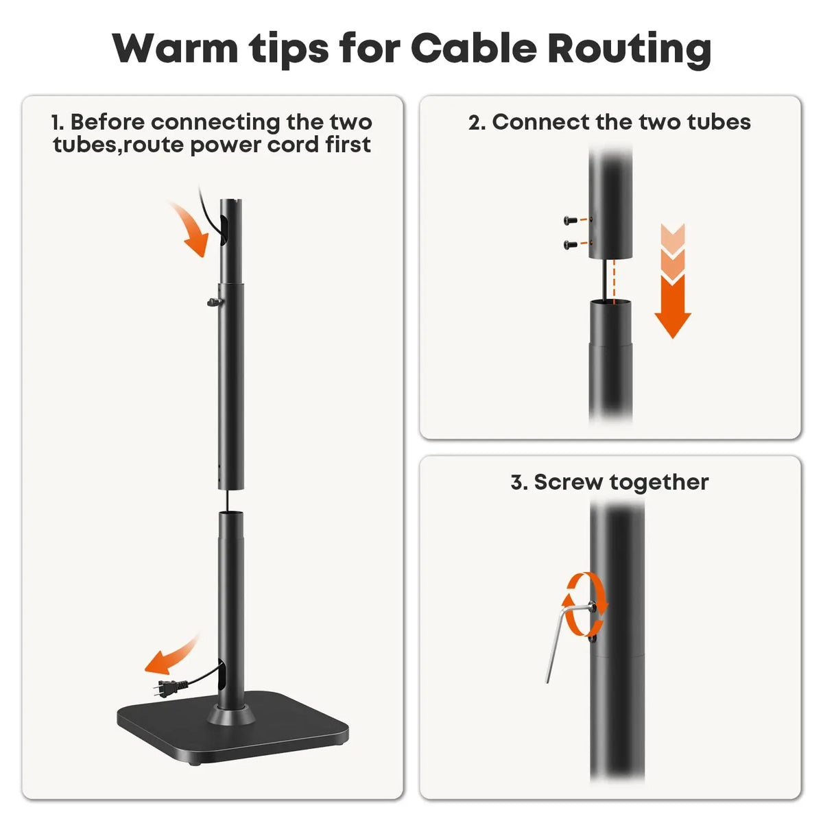 Speaker Stands for Sonos Era 100, 100 SL & Era 300, 2-Pack Wood Base Black Wood Base, Easy Assembly, Cable Management, 29.1–39'' Height Adjustable, 11lbs Max Load Per Stand PUTORSEN