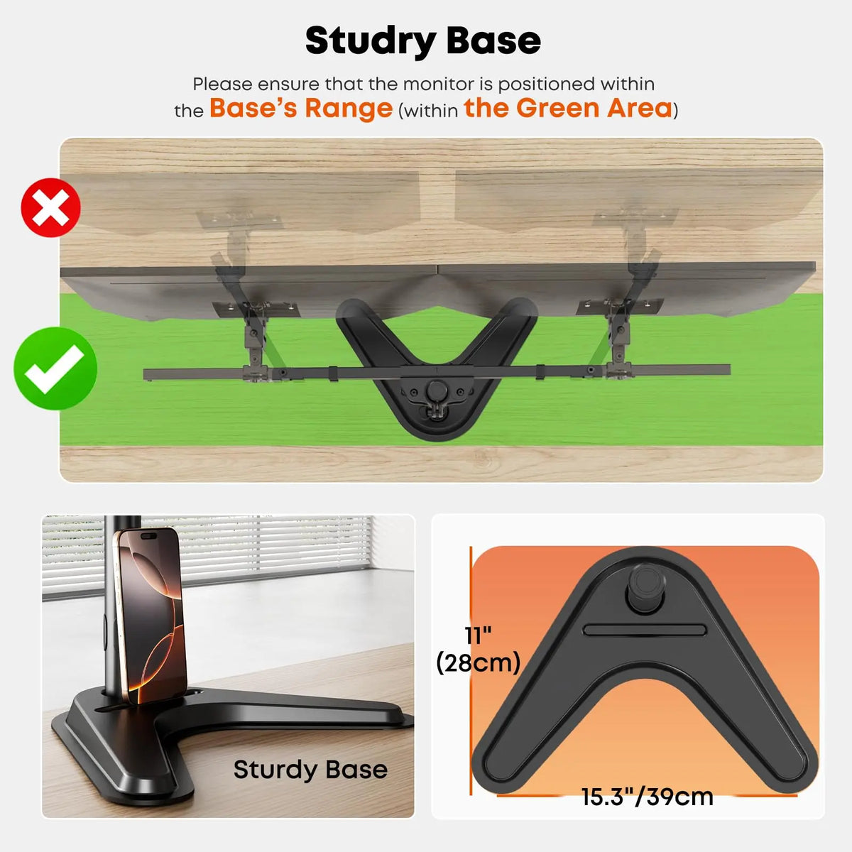 Support double écran 17–40", réglage fin 40 mm, 9 kg par bras, bras coulissant VESA avec socle autonome, VESA 75x75/100x100 mm PUTORSEN