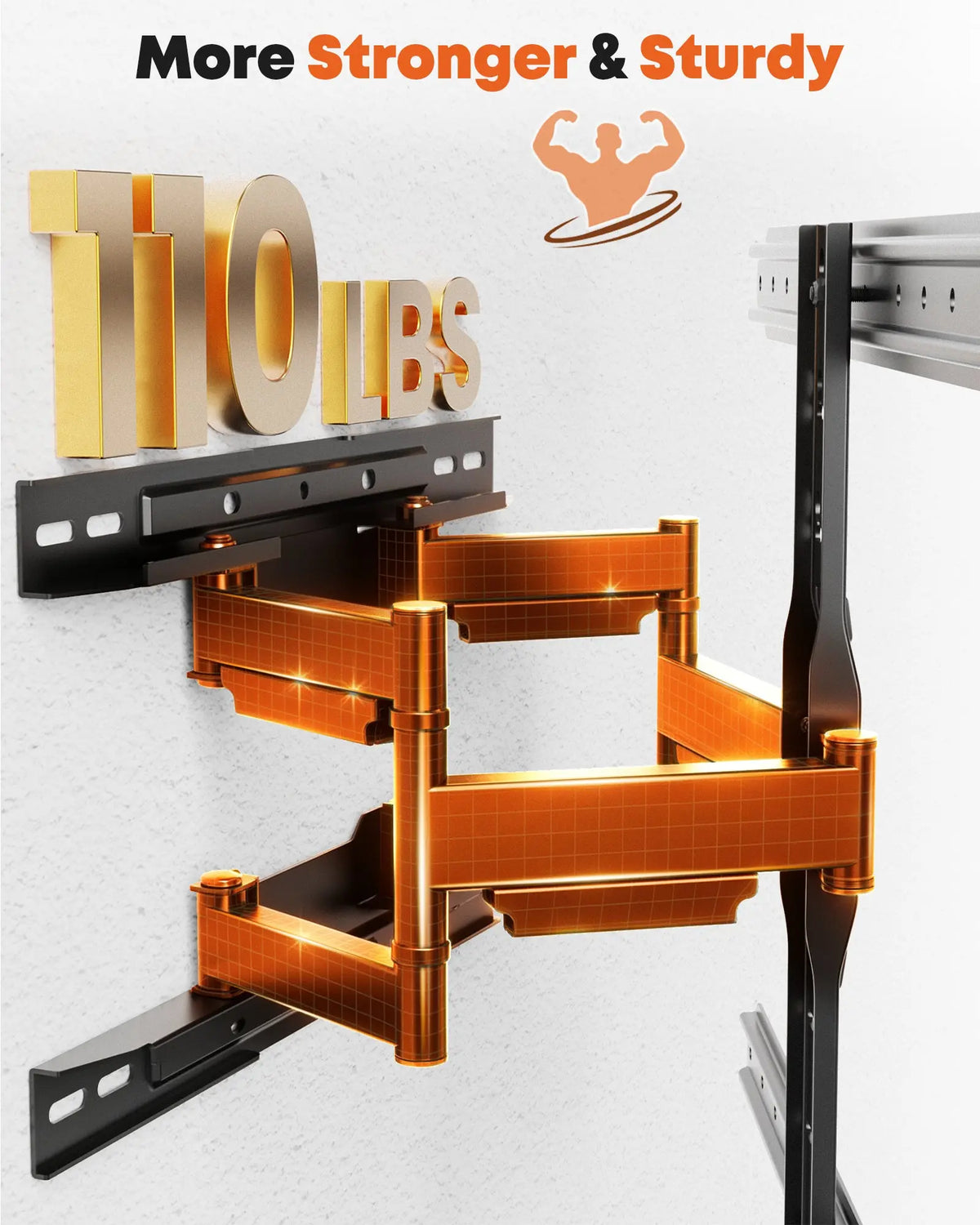Ultra Slim Full Motion TV Wall Mount for 32-90", Swivel & Tilt, 0.9" Low Profile, Holds 110 lbs, Max VESA 600x400mm, Fits 16" Studs PUTORSEN