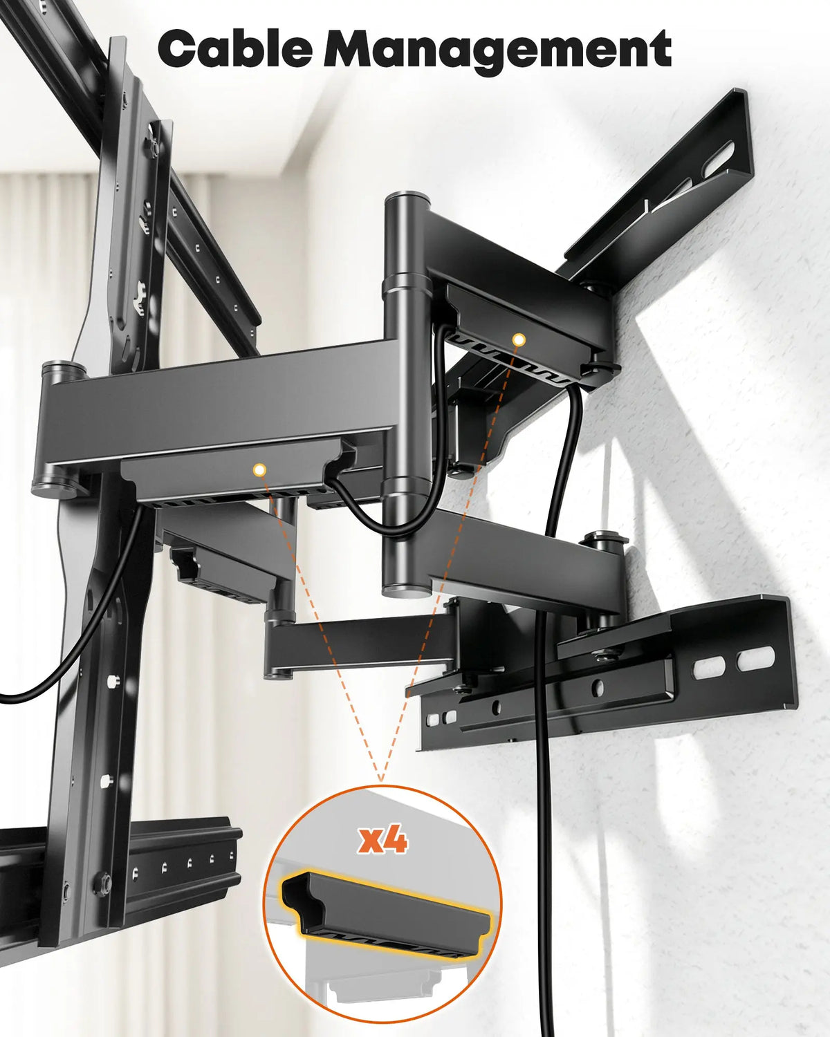 Ultra Slim Full Motion TV Wall Mount for 32-90", Swivel & Tilt, 0.9" Low Profile, Holds 110 lbs, Max VESA 600x400mm, Fits 16" Studs PUTORSEN