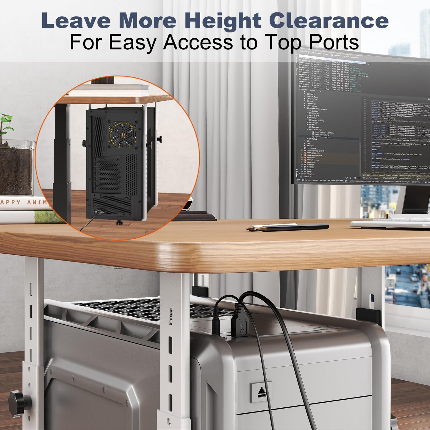 PUTORSEN Under Desk PC Mount for Mid/Mini-Tower Cases - Vertical/Horizontal CPU Holder up to 77 lbs (White)