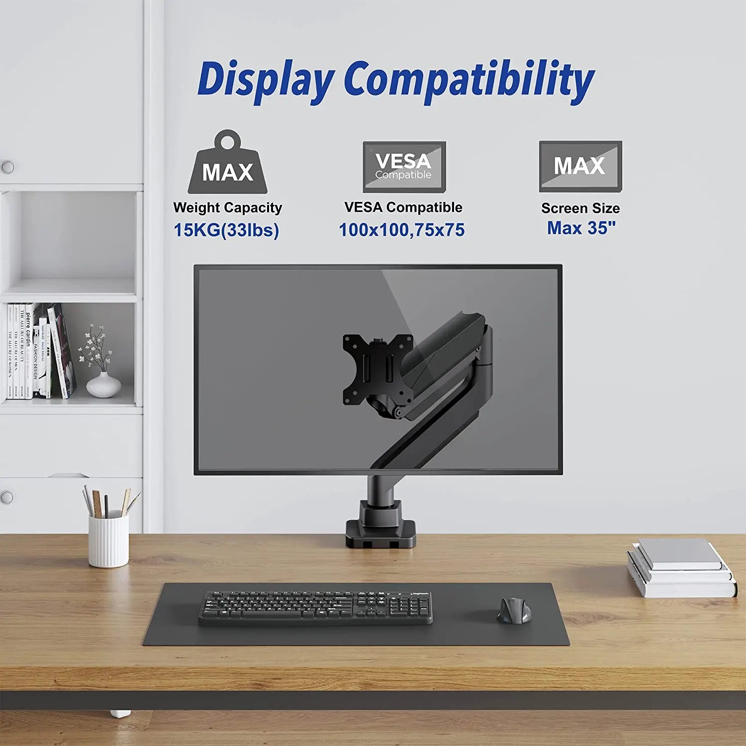 Dual-Monitorarm - VESA-Monitorhalterung für Bildschirme bis 32 (8kg) -  Gelenkiger Monitorarm - Höhenverstellbar/Neig-/Schwenk-/Drehbar -  Tischklemme