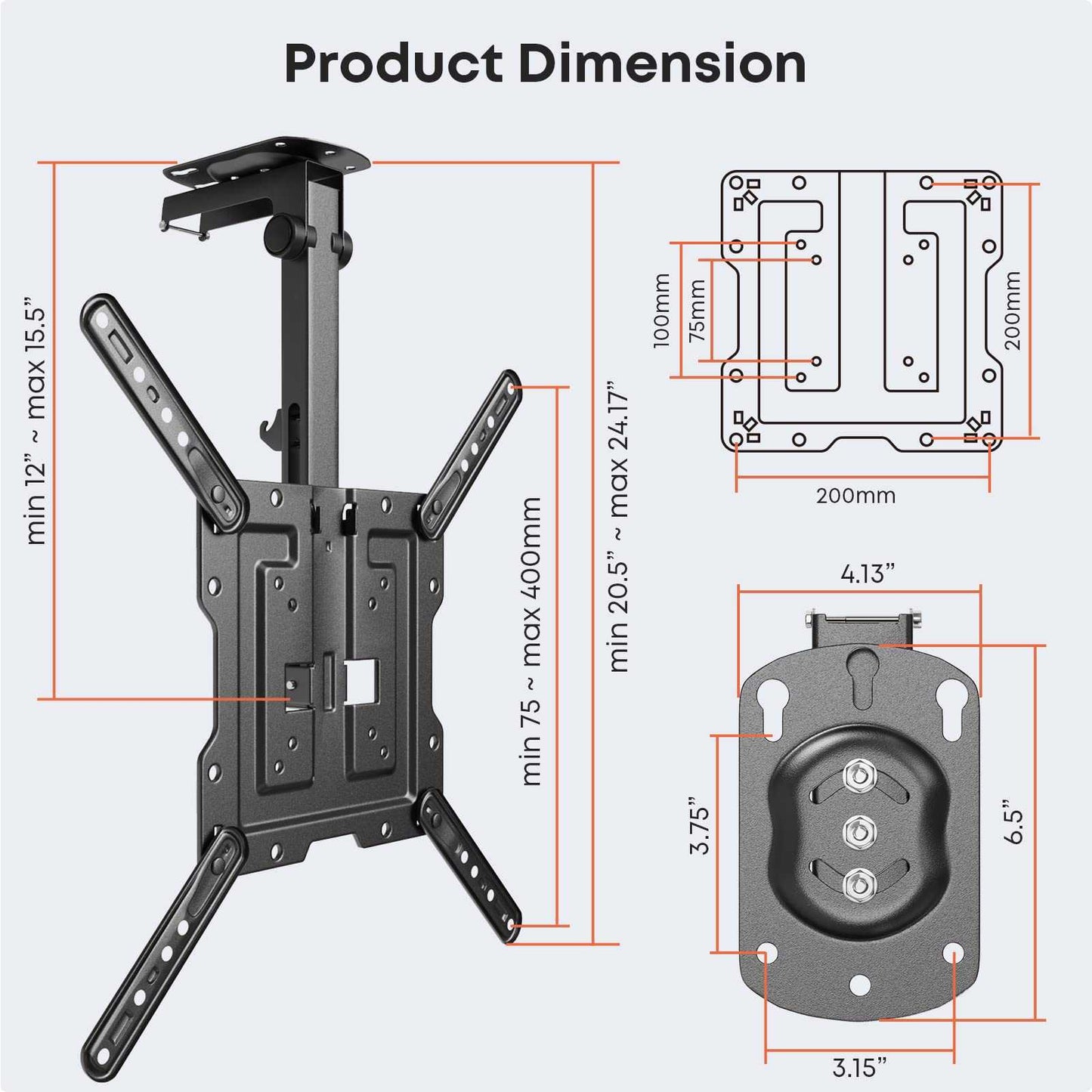 PUTORSEN Folding TV Ceiling Mount PUTORSEN