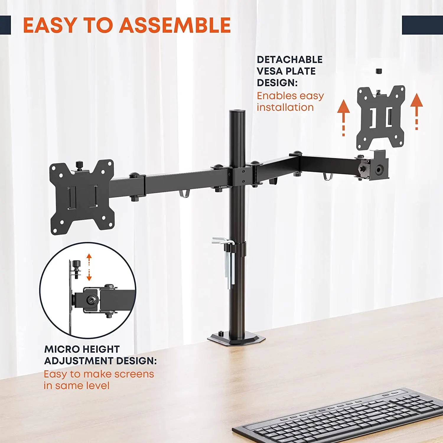 PUTORSEN 17-32 inch monitor tafelhouder voor 2 monitoren monitorhouder, draaibaar, kantelbaar, in hoogte verstelbaar, beeldschermstandaard, tafel, monitorhouders, ondersteuning 9 kg per arm, VESA 75 x PUTORSEN 17-32 inch monitor tafelhouder voor 2 monitoren monitorhouder, draaibaar, kantelbaar, in hoogte verstelbaar, beeldschermstandaard, tafel, monitorhouders, ondersteuning 9 kg per arm, VESA 75 x