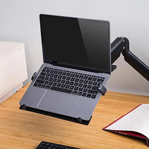 PUTORSEN® Laptop Mount Holder for VESA Compatible Monitor Arms, Universal Adjustable 10 to 15.6 inch Notebook Tray Fits 75 x 75 and 100 x 100 mm VESA Mount Holes PUTORSEN