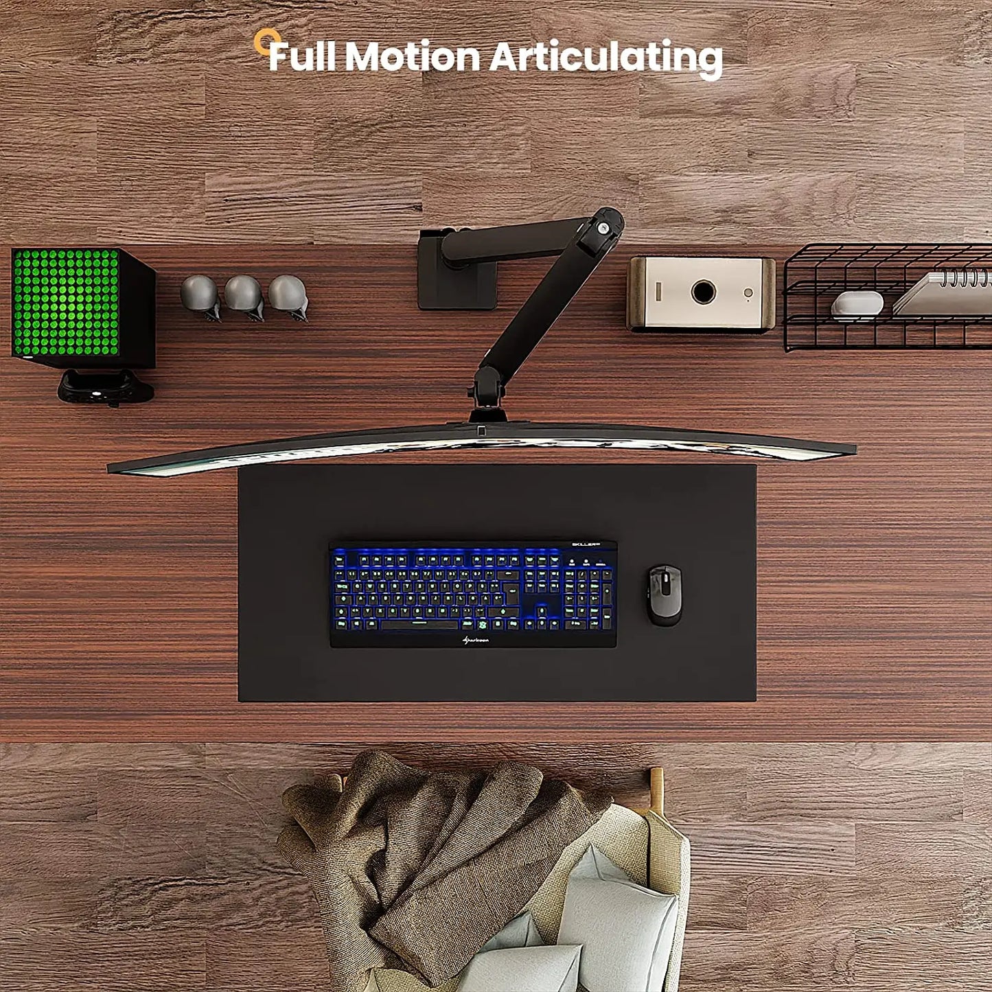 PUTORSEN® PC Monitor Arm - Heavy Duty Aluminum Ergonomic Gas-Assisted Full Motion Single Arm PUTORSEN