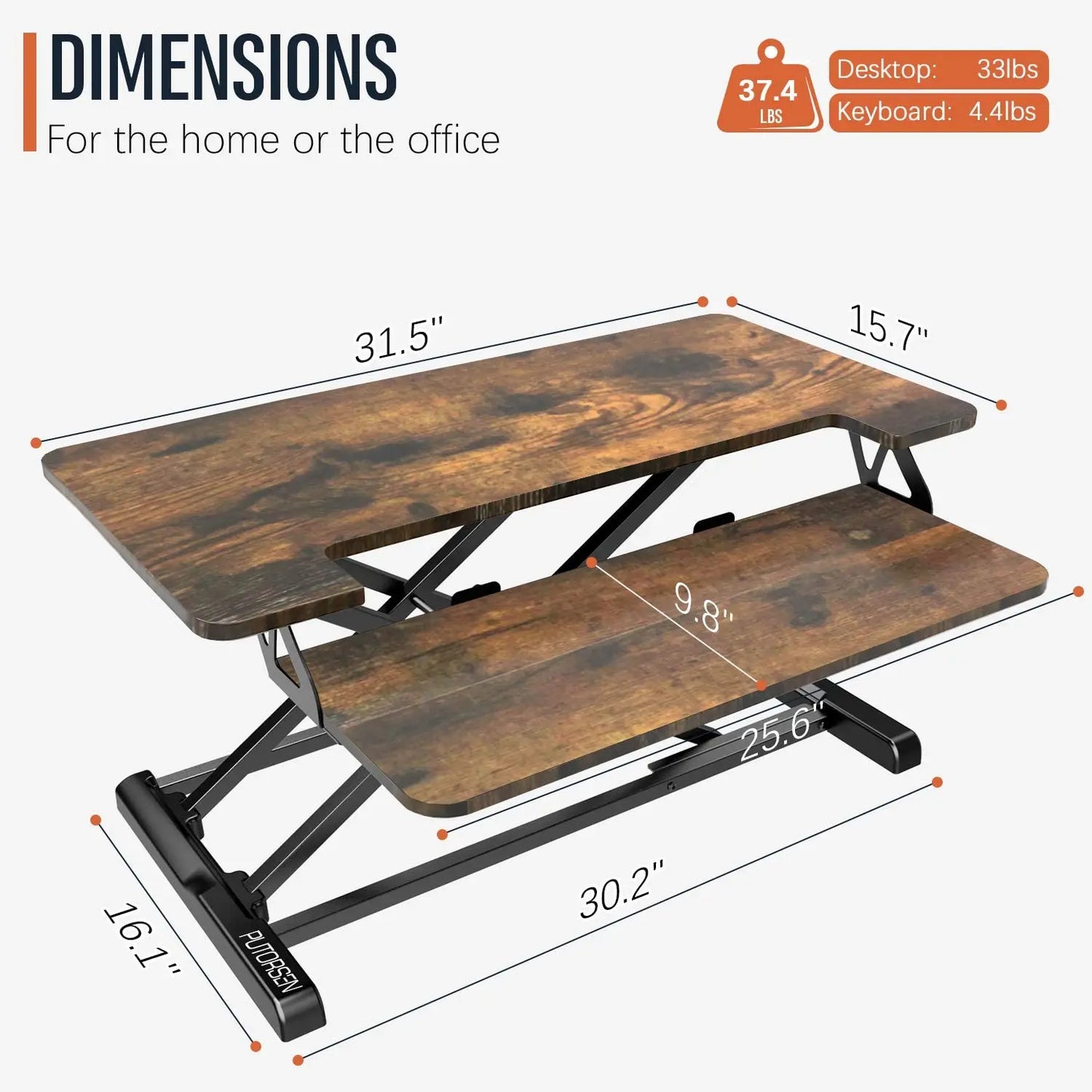 PUTORSEN 32 inch Standing Desk Converter