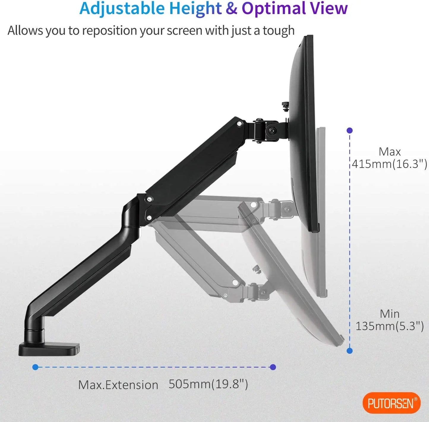 PUTORSEN®Aluminum Dual Monitor Arm PUTORSEN