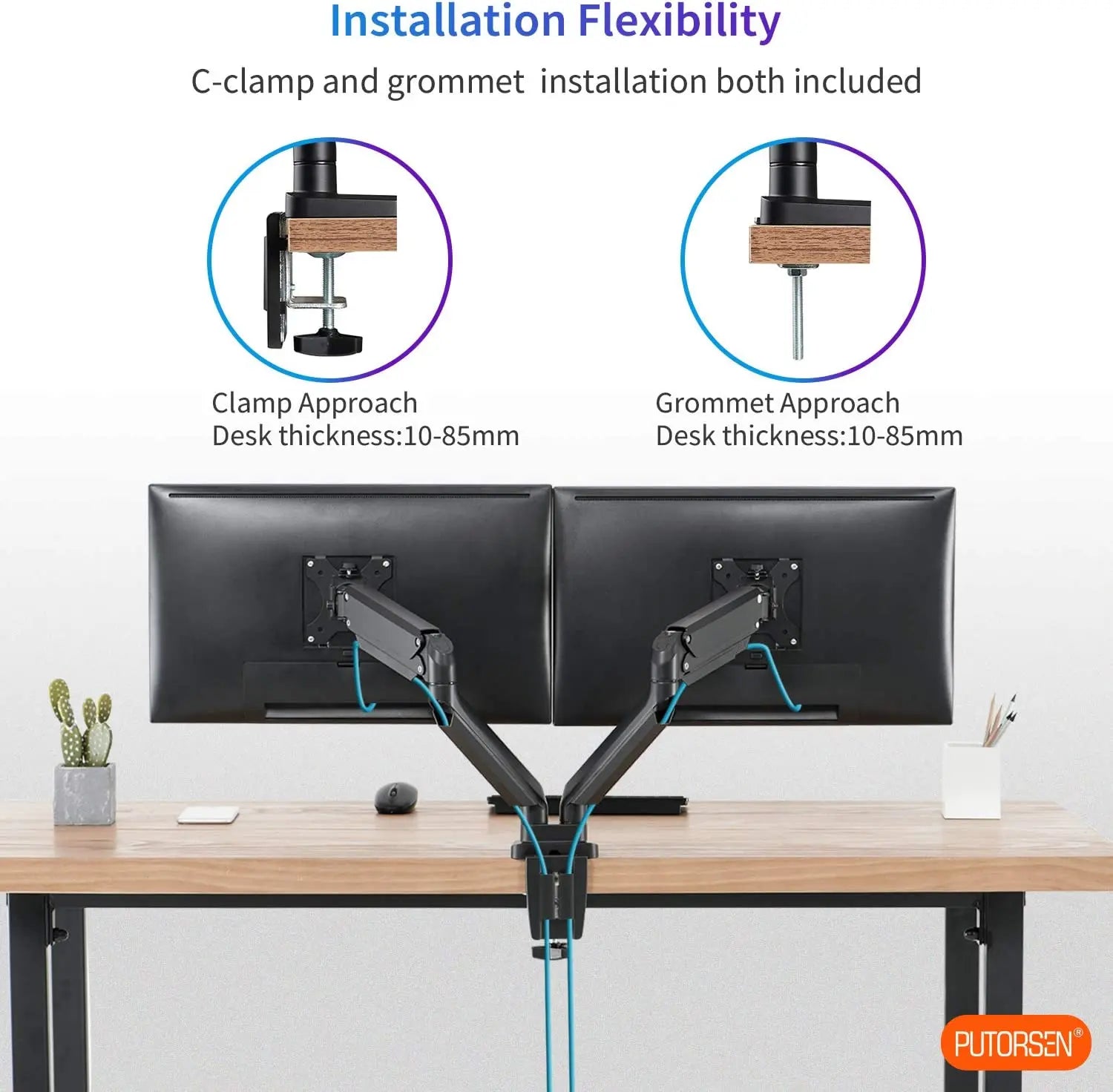 PUTORSEN®Aluminum Dual Monitor Arm PUTORSEN