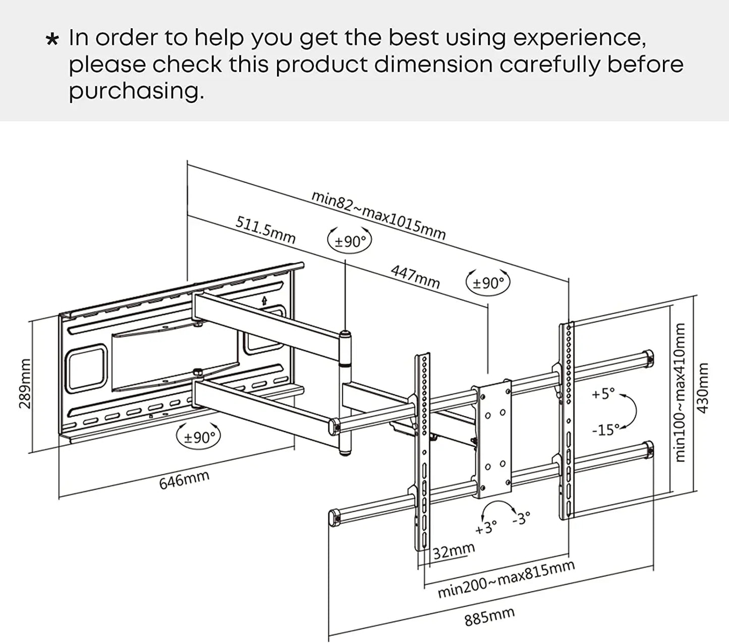 PUTORSEN®Long Arm TV Wall Mount PUTORSEN