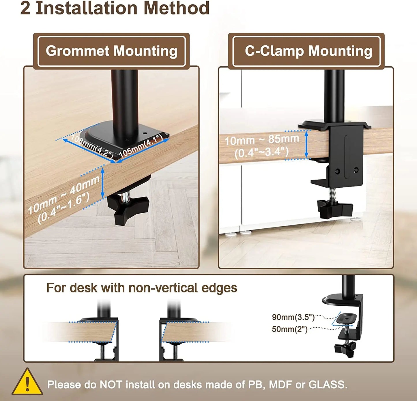 PUTORSEN®Monitor Halterung 3 Monitore für 17-32 Zoll Flach & Curved Bildschirm, 80cm Stange Monitor Tischhalterung Schwenkbar Neigbar Höhenverstellbar, 9 kg pro Arm, VESA 75x75/100x100, Schwarz PUTORSEN