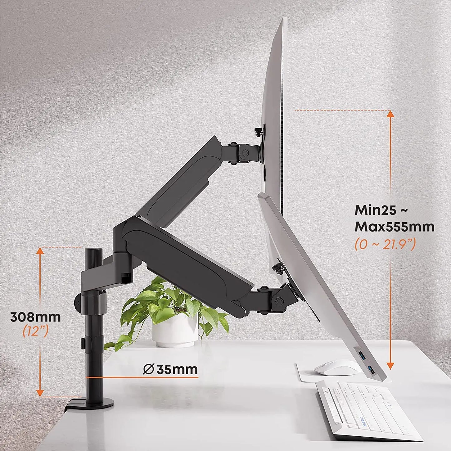 Pole Mounted Dual Monitor Mount for Most 17-32 Inch Screens PUTORSEN