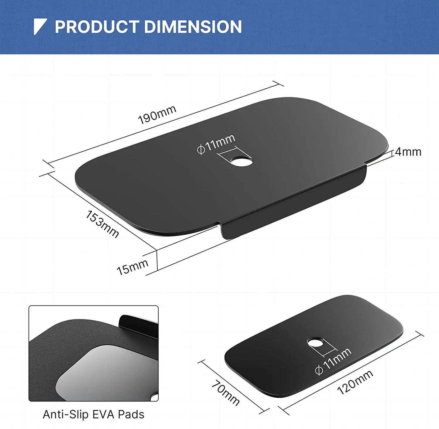 Steel Monitor Mount Reinforcement Plate for Thin PUTORSEN